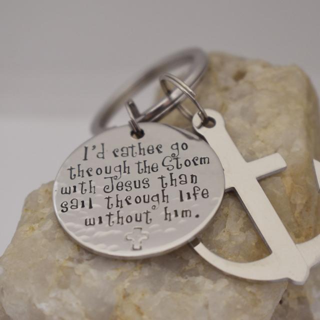 Id rather go through the storm with Jesus Anchor keychain.jpg